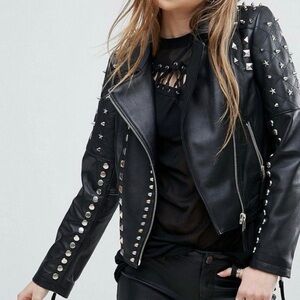 ASOS Studded Black Leather Jacket